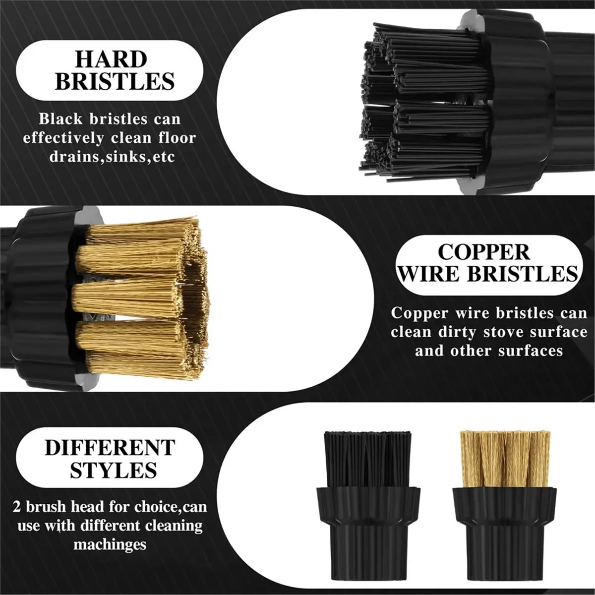 SSR 6 Pack Steam Cleaner Brush Heads M8 Steam Cleaner Attachments Brass Brush Heads Nylon Mop Replacement Accessories Set