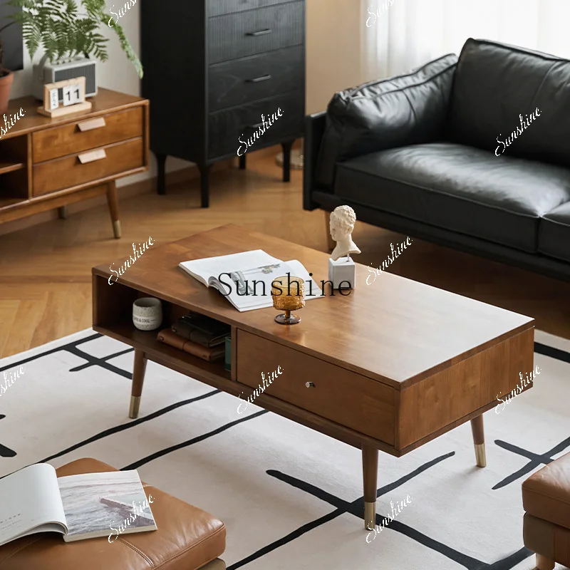

Nordic small apartment tea table modern simple double coffee table living room furniture FT