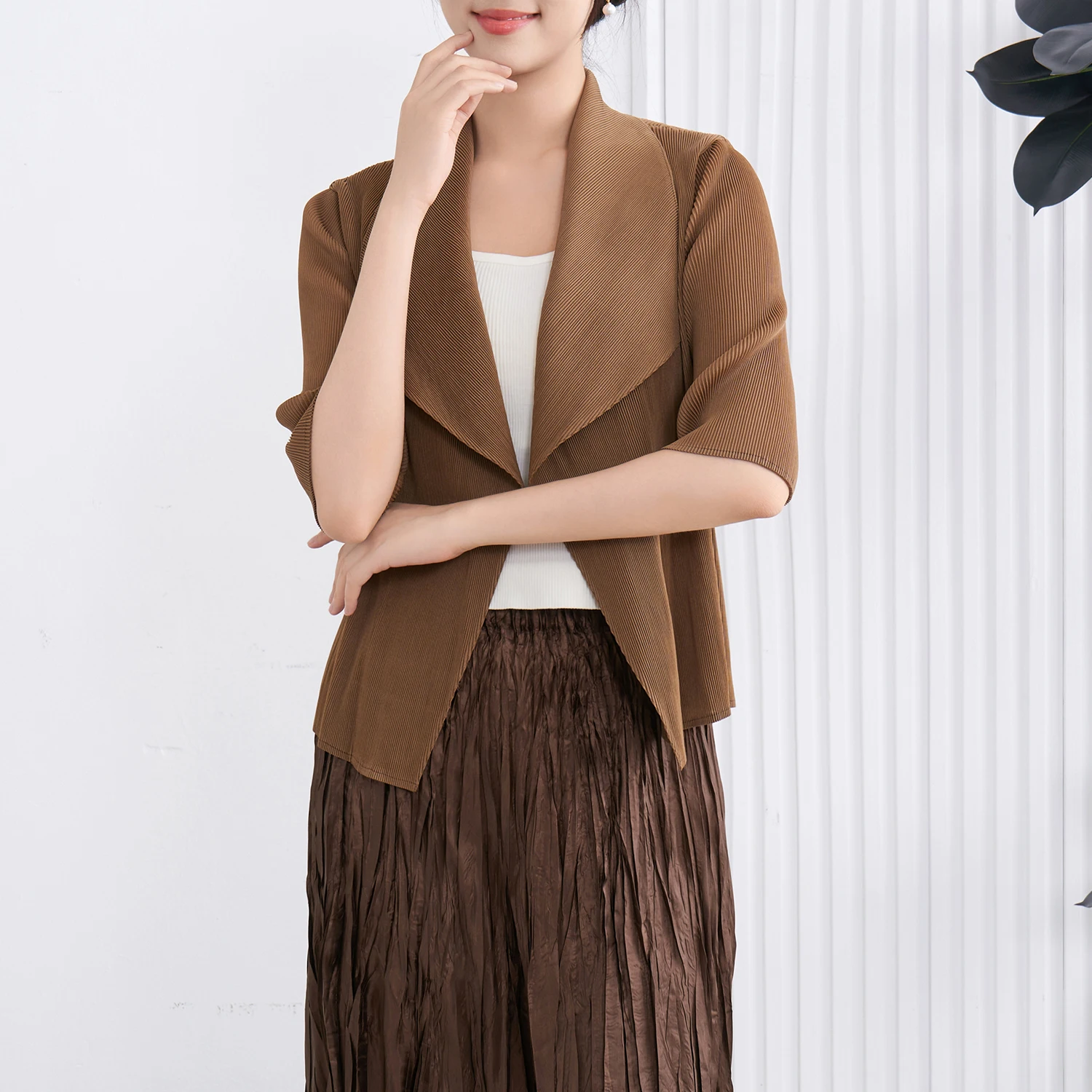 2025 New Miyake Pleated Cardigan Women's Casual All-match Jacket