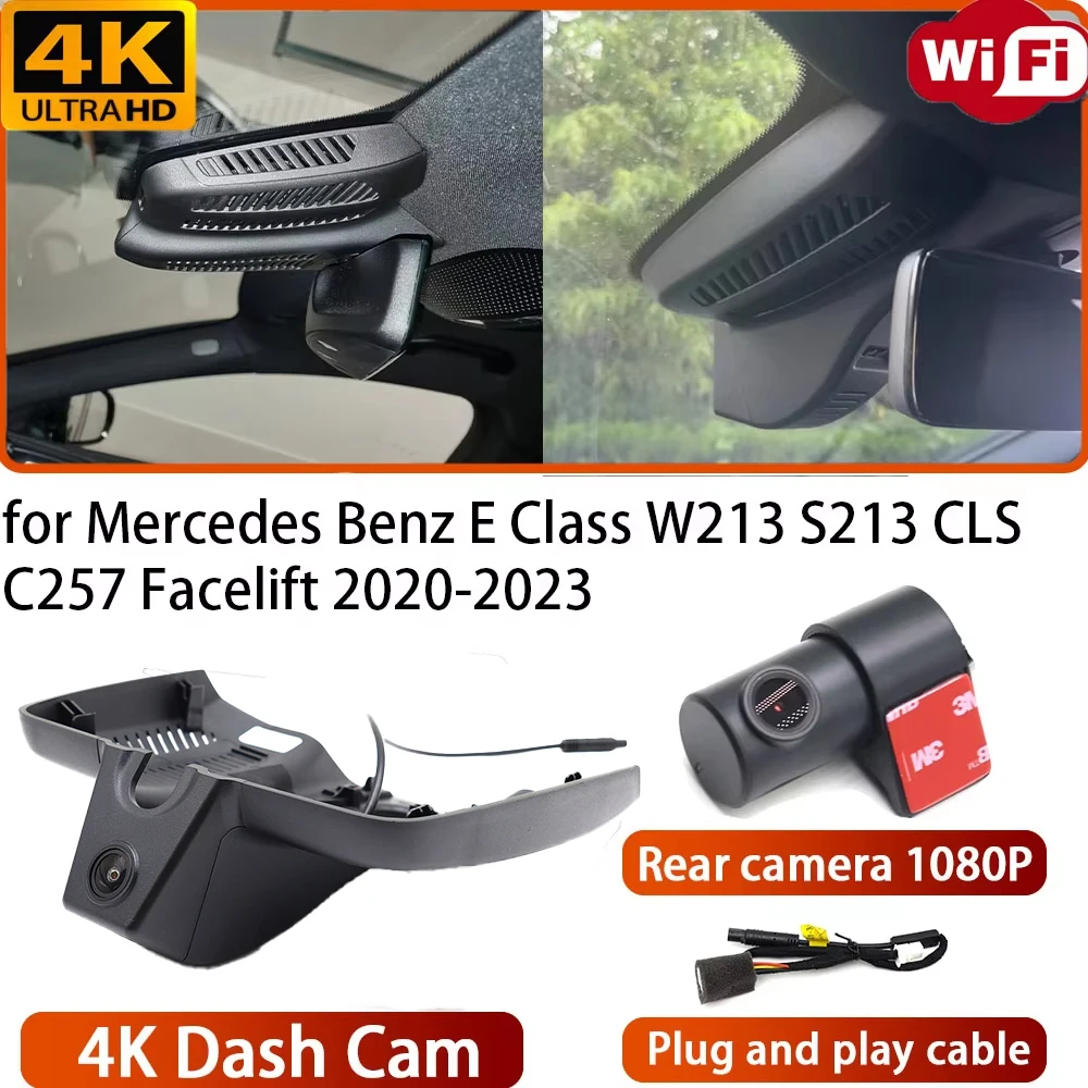 for Mercedes Benz E Class W213 S213 CLS C257 Facelift 2020-2023 Video Recorder 4K DVR Dash Cam Wifi Camera 170° Wide Angle