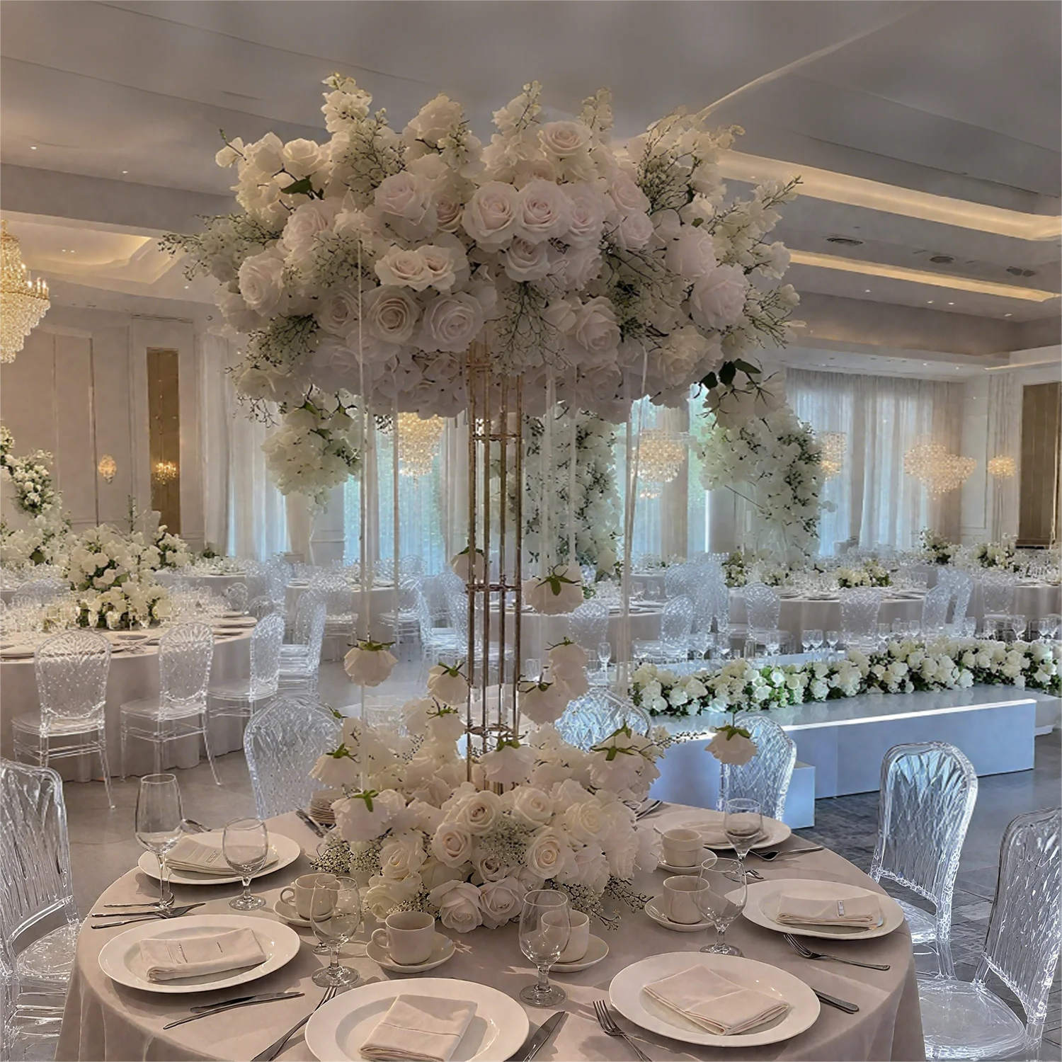 

Новая свадебная подставка для цветов, гальванические золотые украшения для дорожки, 100 см, центральные украшения для стола, декоративные 2-10 шт.