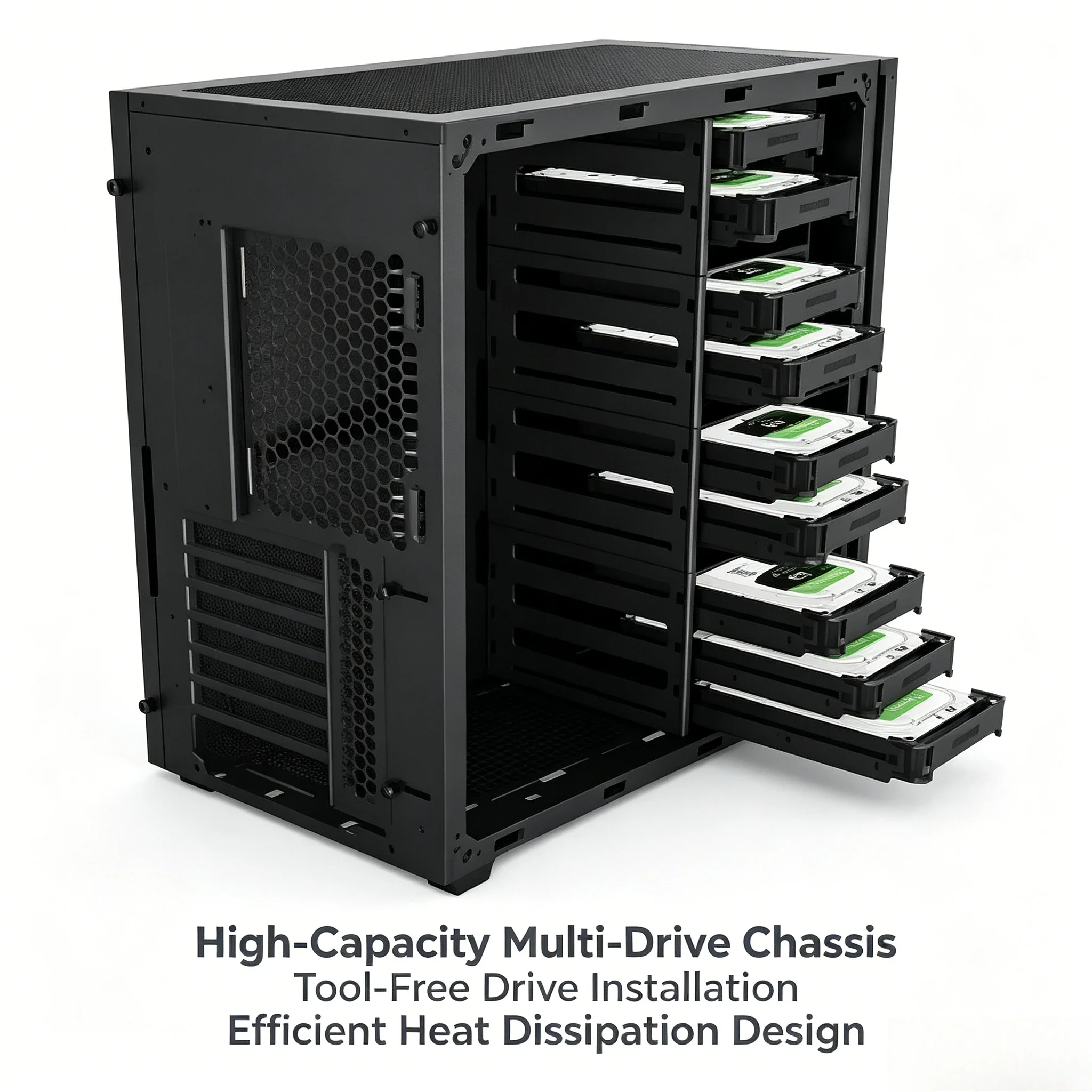 3.5 Inch Multi-Bay Hard Drive Chassis, Storage Enclosure for Desktop PC NAS Data Storage