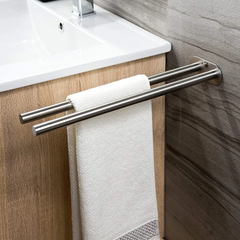 

Bathroom Towel Rack Stainless Steel Holder Wall Black Double Towel Rack Hand Bar Towel Hanger Ladder Holder Bathroom Accessories