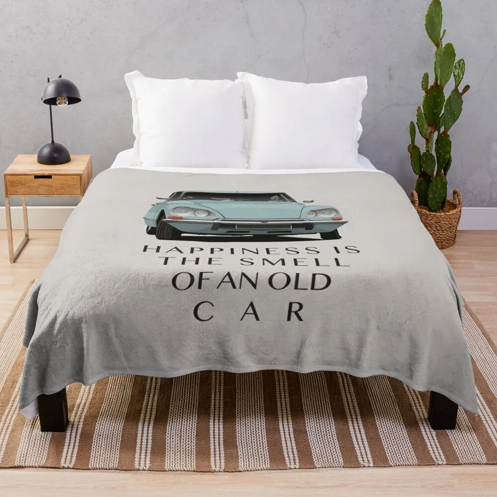 

Happiness is the smell of an old car - D S Throw Blanket Sleeping Bag Thin Blankets