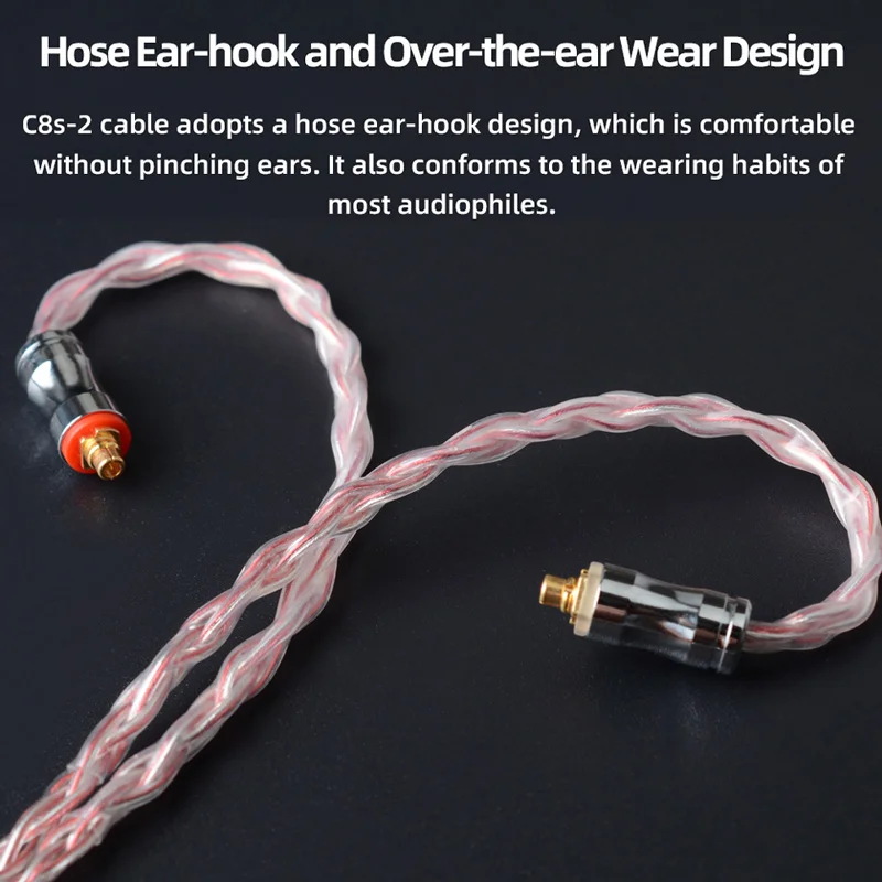 Cavo di ricambio per auricolari NICEHCK C8s-2 Cavo audio di aggiornamento IEM con conduttore in rame placcato argento a 8 core
