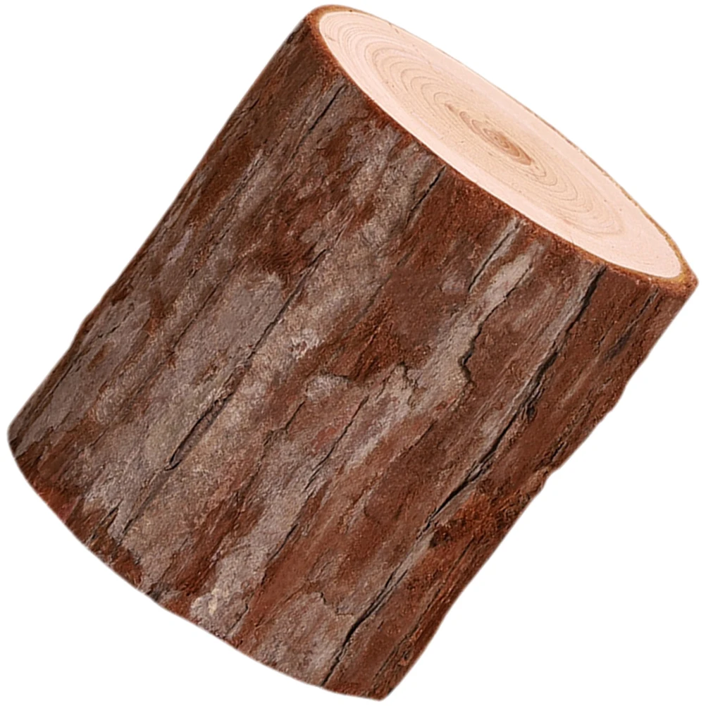 

Wooden Stump Holder Natural Wood Durable Tealight LED Candles Home Decor Ornament Retro Style Small Compact