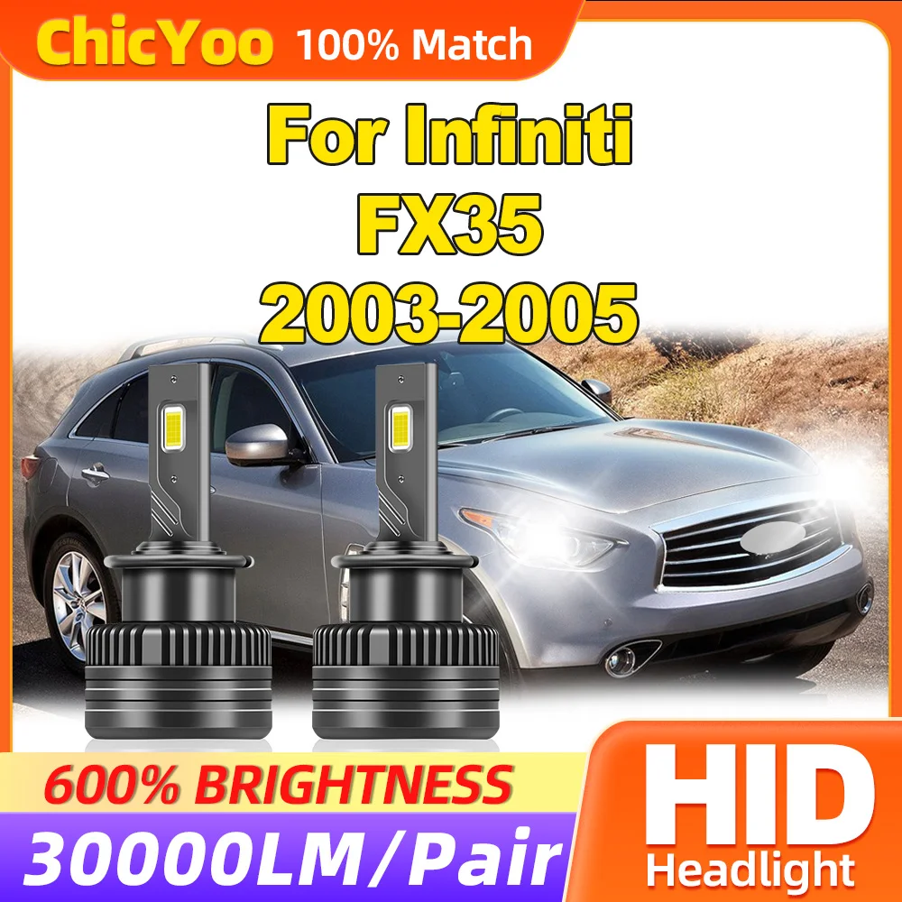 

120W HID Xenon Headlamp Bulbs 30000LM Single Copper Tube Front Lamps 6000K LED Car Lights For Infiniti FX35 2003 2004 2005