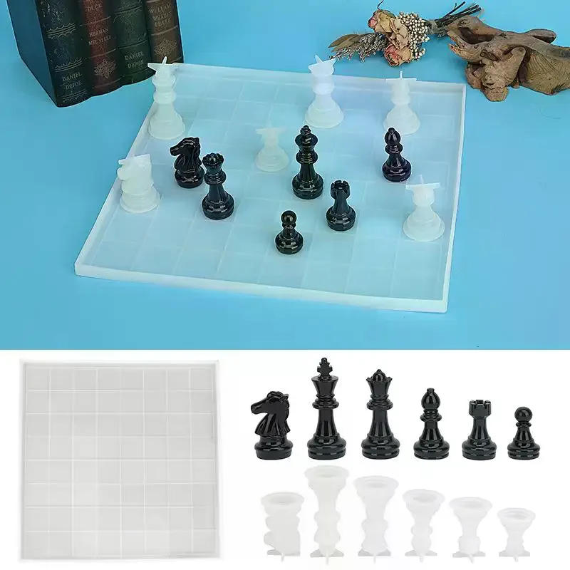 

Набор для творчества: 3D-формы для шахматных фигур из эпоксидной смолы (силиконовые), аксессуары для изготовления хрустальных шахматных фигур методом заливки