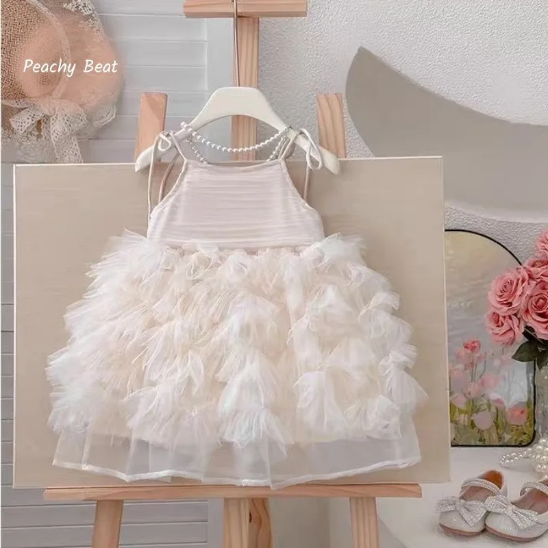 

Baby Girl Princess Strap Tutu Dress Infant Toddler Child Elegant Ruffled Tulle Vestido Summer Birthday Party Baby Clothes 1-5Y