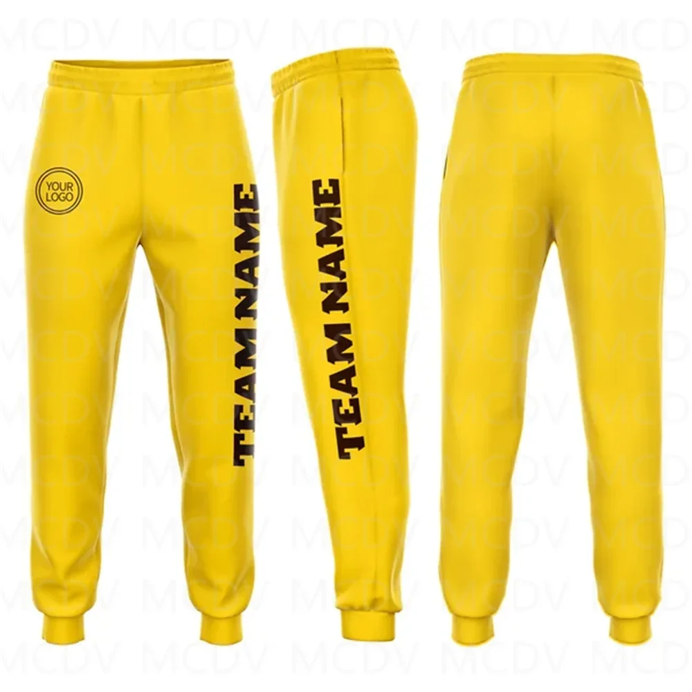 

Custom Gold Brown Fleece Jogger Sweatpants 3D Printed Casual Unisex Jogging Trousers Loose Sports Pants