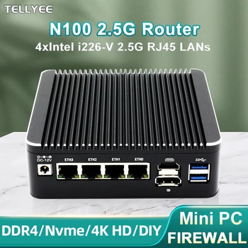 12. Nesil Intel N100 Yumuşak Yönlendirici 4x i226-V 2.5G LAN 1*COM RJ45 Fansız Mini PC Güvenlik Duvarı Bilgisayarı HD DP USB3.0 Tip-C pfSense PVE ESXi