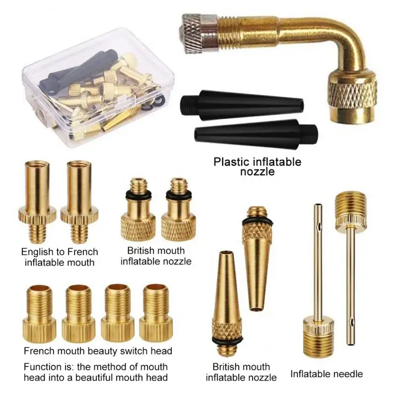 Valve Adapter Set Wheels Gas Nozzle Tube Tool SV AV DV Set Valve Adapter Pump Bike Accessories