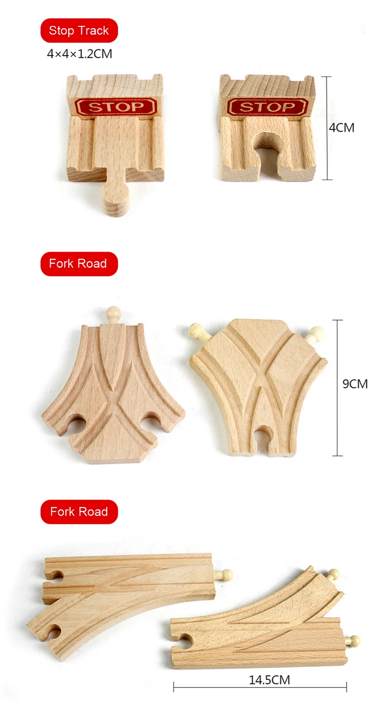 Neue Holzschiene Zubehör Buchenholz Zugschiene Eisenbahnspielzeug Passend für Biro Alle Markenschienen Lernspielzeug für Kinder – Detail 12