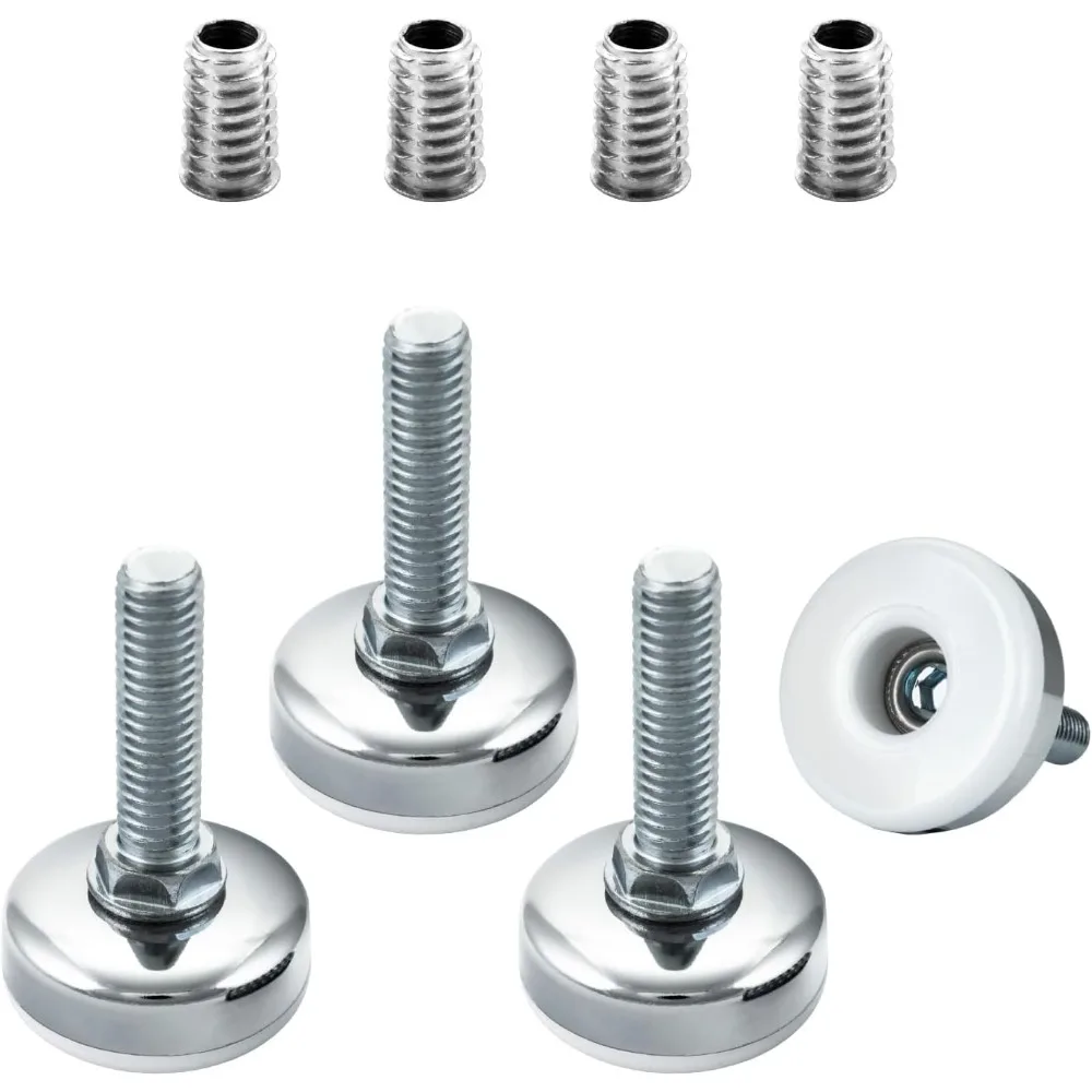 

Threaded Leveling Feet 4PK w/ 3/8-16 Threaded Inserts, Heavy Duty Adjustable Furniture Feet w/Large Non-Marring Pads fo