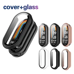 For Xiaomi Smart Band 9 Hard PC Case for Miband 9 / 8 Tempered Glass Screen Protector Protective Cover