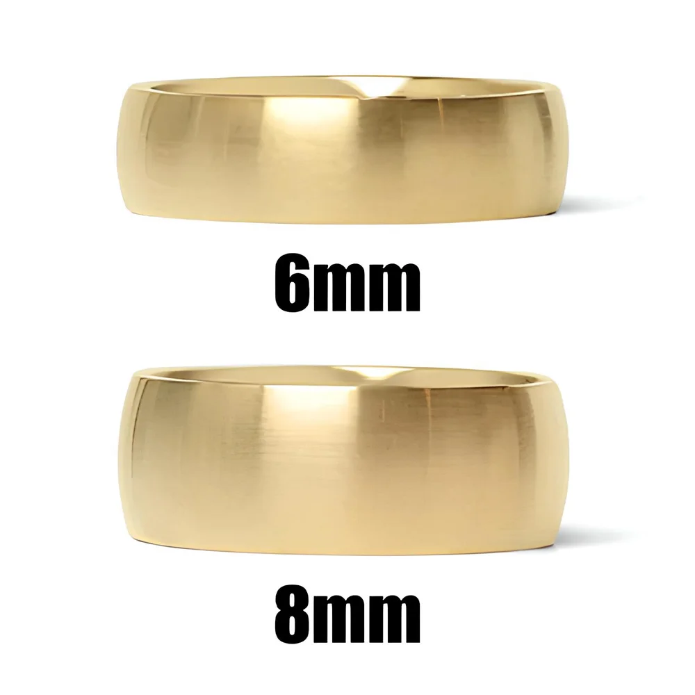 Newest Gold Color Stainless Steel Men Jewellery Best Friend Gift Simple 6mm 8mm Brushed Matte Blank Rings For Women