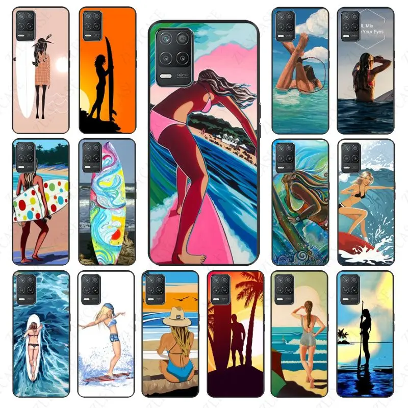 urfboard surfing art surf Girl Phone cover For oppo Realme C25Y C55 C25S S21Y C11 6i 9i 7pro 8pro 9pro 11pro plus 10 Case coque