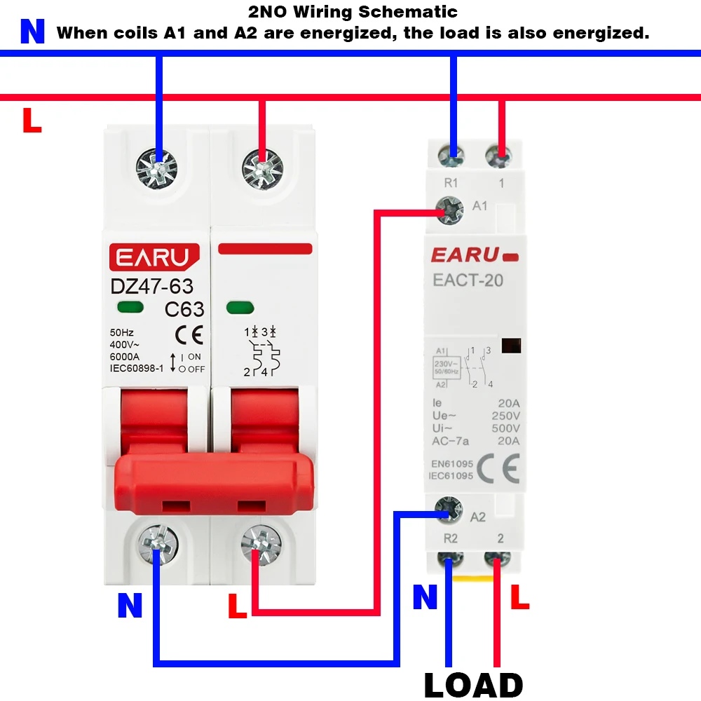 4P 16-100A AC/DC 24V 220V 50/60Hz Din Rail Household AC Modular Contactor Switch Controller 4NO 4NC 2NO 2NC DIY Smart Home Hotel