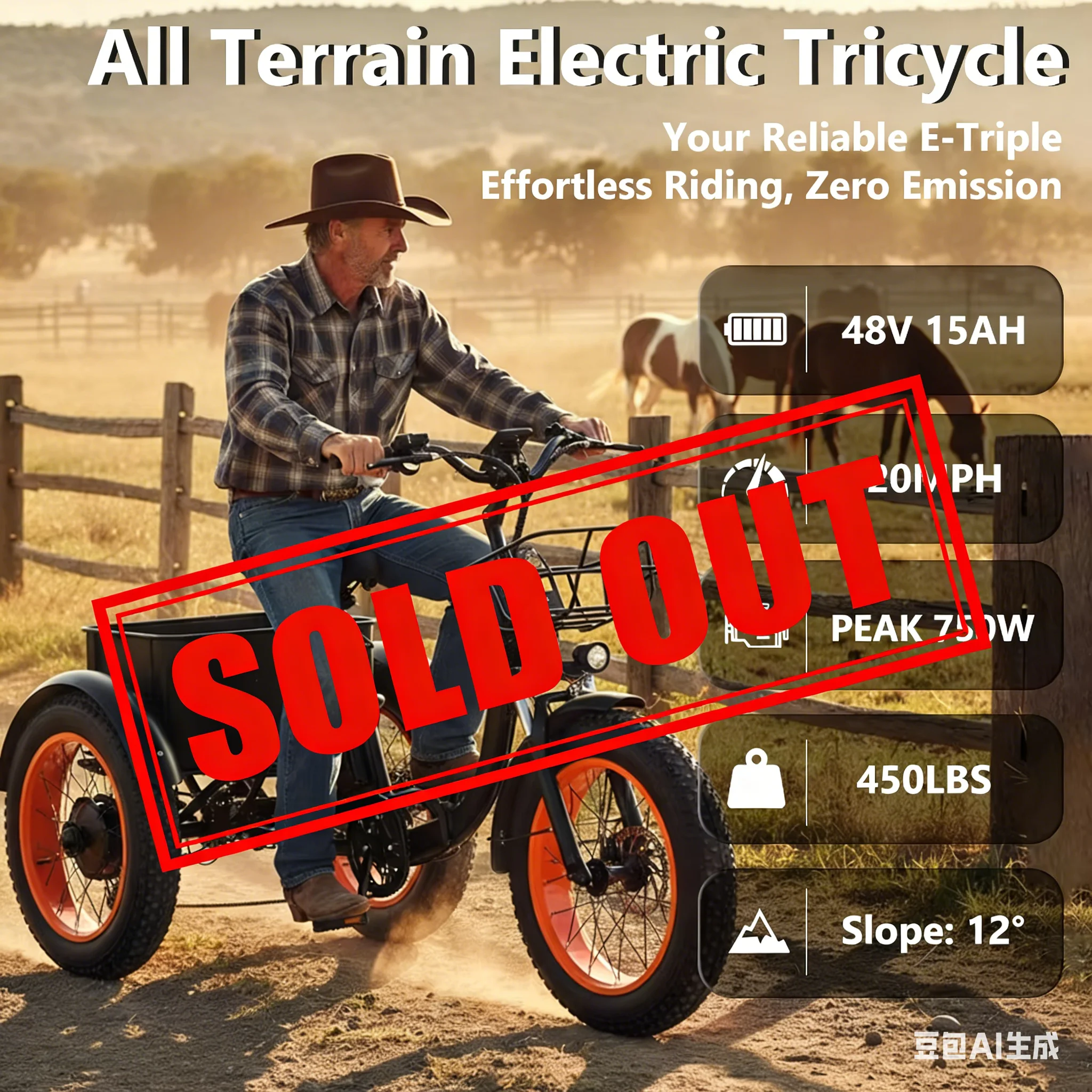 

Мощный пиковый 750 Вт 48 В 15 Ач Универсальный электрический трехколесный велосипед для взрослых, устойчивый 3-колесный электронный велосипед для ежедневных поездок, верховой езды и покупок