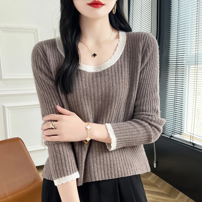 Round Neck Sweater 100% Pure Cashmere Sweater Women's Autumn And Winter Long Sleeved Top Loose And Casual Winter Sweater Woman