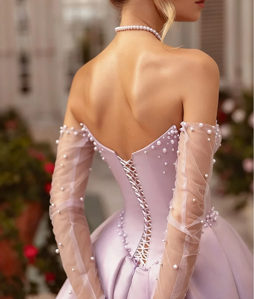 تخصيص رشيقة الساتان الديكور انفصال كم ألف خط مساء اللباس جودة عالية الحبيب الطابق طول الحفلة الراقصة