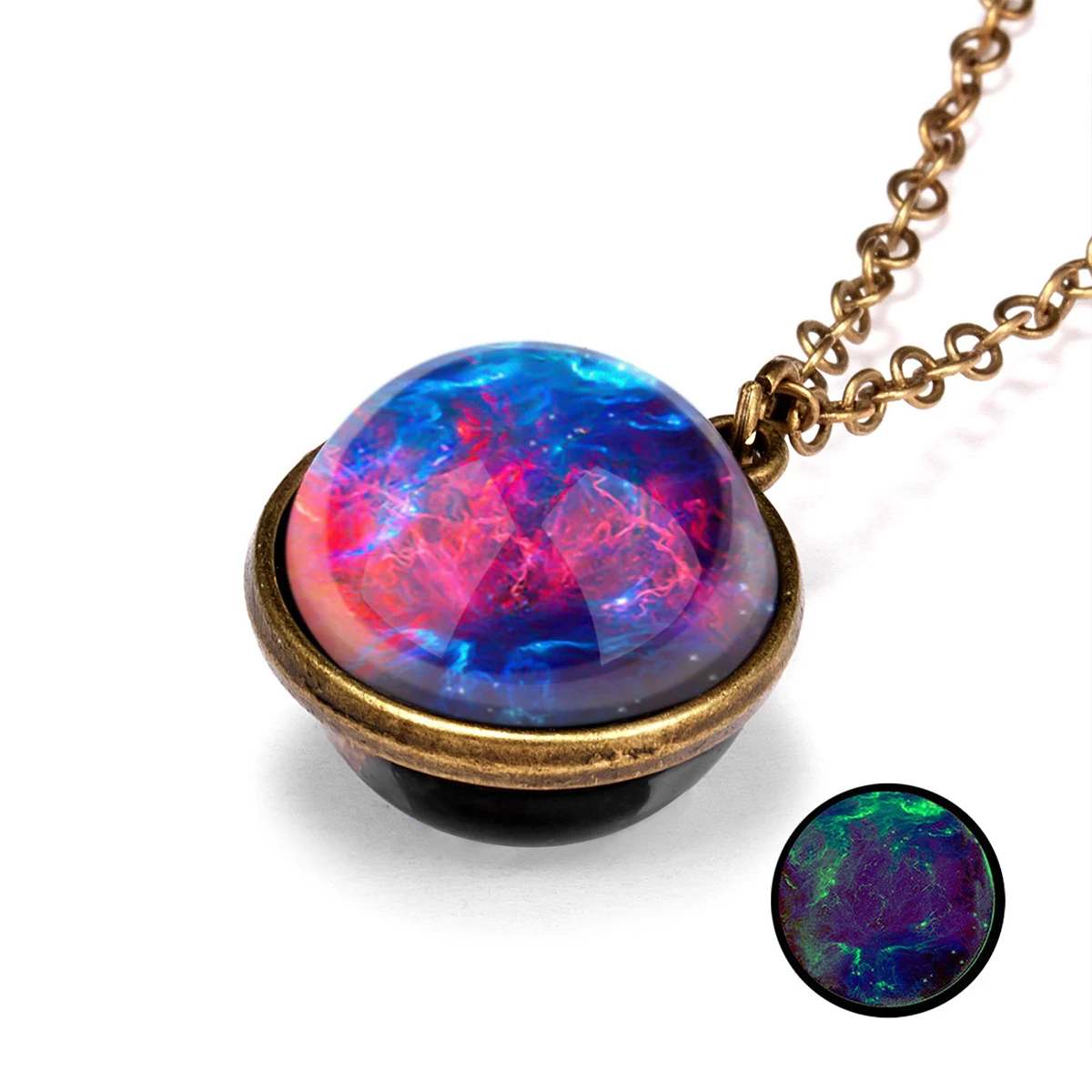 

Glow In The Dark Retro Necklace Universe Sky Pendant Stainless Steel Durable Unique Design Unisex Gift Daily