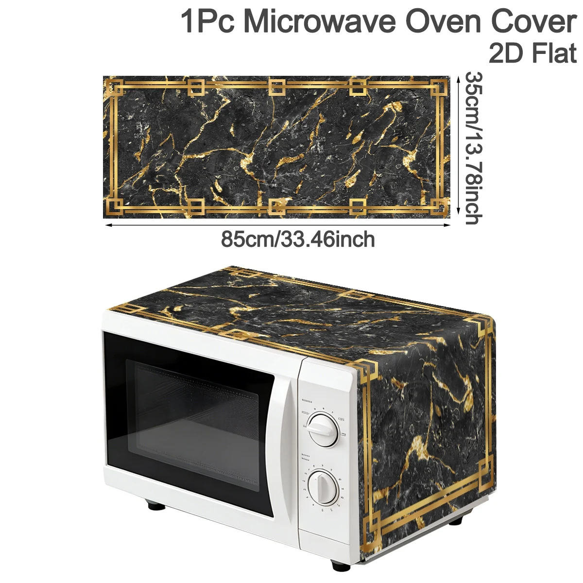 35x85cm Polyester Microwave Dust Cover Mixed Theme Oilproof Oven Dust Cover Easy to Clean Kitchen Decor Mat for Home Appliance view 2