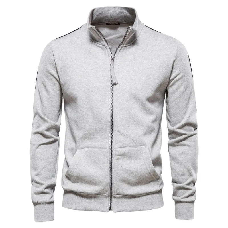 Sudadera para hombre, sudadera con diseño de cremallera de mezcla de algodón, ropa deportiva, chaqueta informal ajustada, chándal para exteriores para hombre