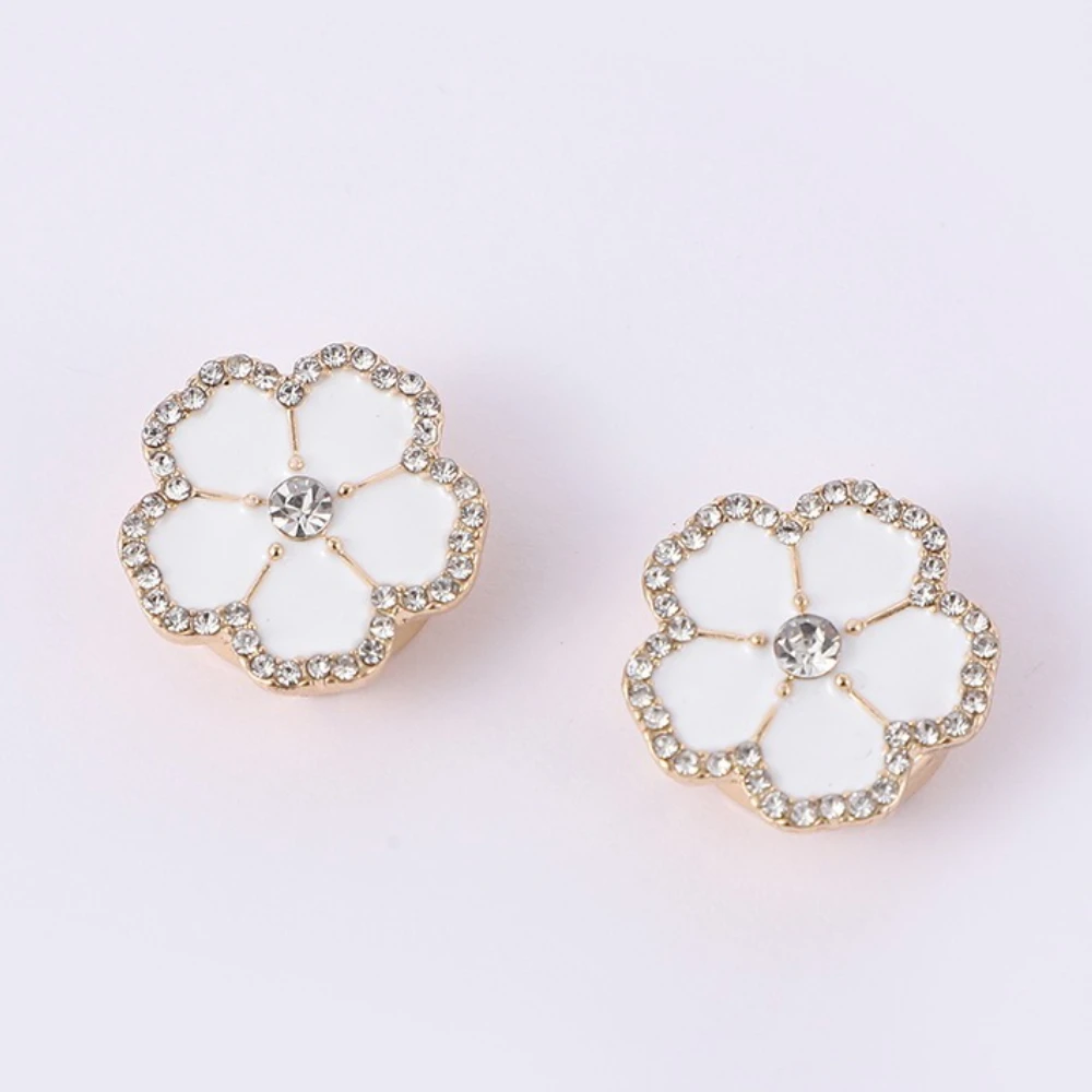 2 قطعة أزرار أكمام على شكل زهور على الطراز الكوري قميص نسائي فاخر من حجر الراين أزرار ملابس عصرية مستديرة إكسسوار أنيق بالجملة #4