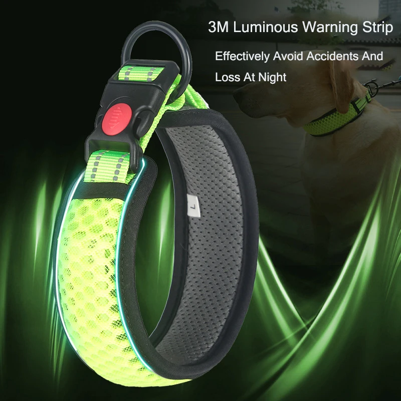 3M Reflective Stripe Nylon Pet Dog Collar For Small Large Breed Honeycomb Net Durable Training Collar Breathable Avoid Accidents