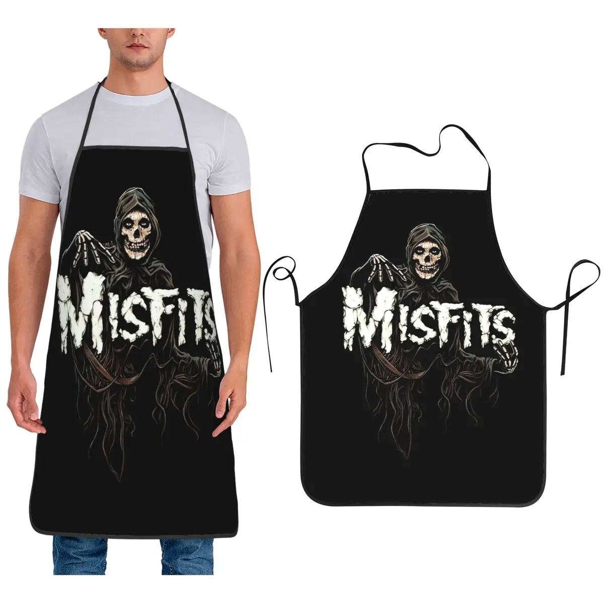 

Фартуки Misfits с черепом, стол для шеф-повара, приготовления пищи, выпечки, водонепроницаемый нагрудник, кухонный сарафан для чистки для женщин и мужчин, садоводства