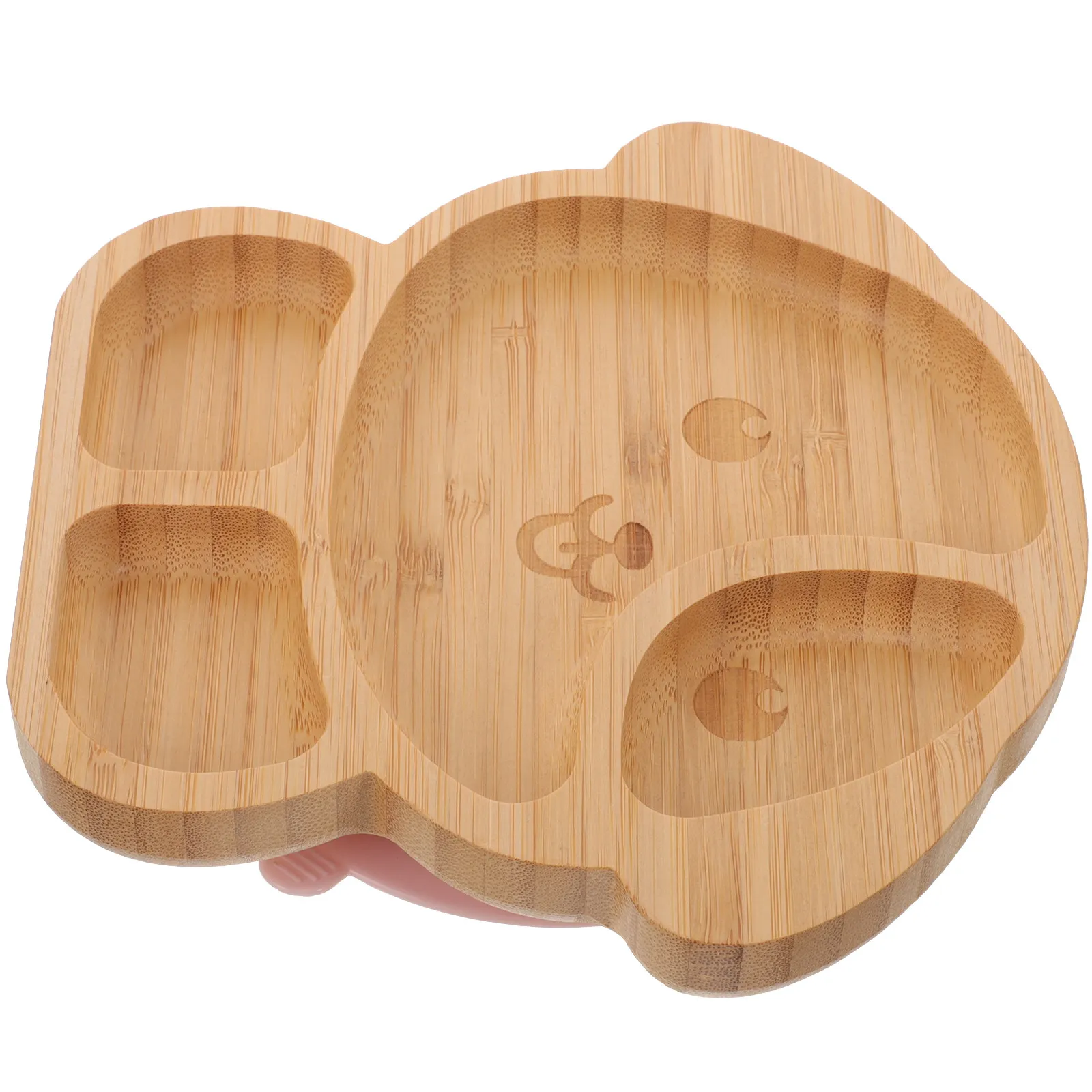 

Silicone Bamboo Divided Plate with Suction Base Cute Dog Utensils Set Anti-Slip Food Tray for Kids Easy Clean Dishwasher