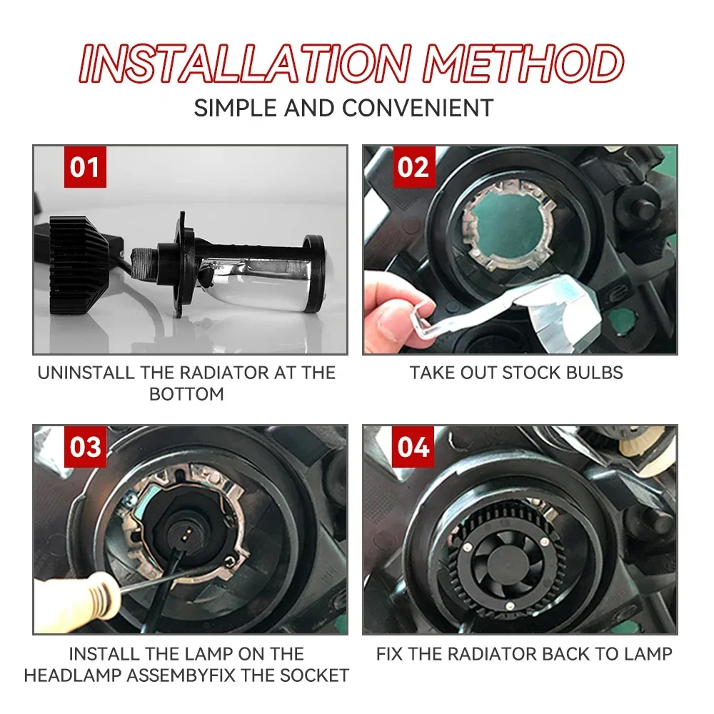 Projector with fan cooled headlights Y6 H4 LED projector lens 90W car high beam bulb 12V view 4