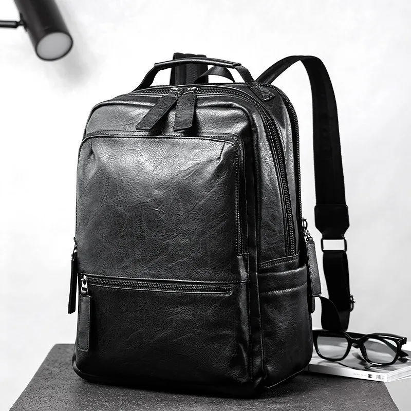 Luxury Fashion Men Backpack 15 Inch Laptop Bag Large Capacity Travel Backpack Casual Double Zipper Student School Bag Rucksacks