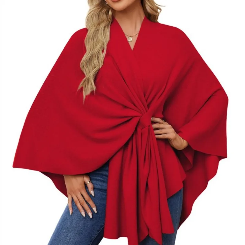 Women\'s Elegant One-piece Solid Soft Cape Coat Top Double-Sided Wearable Thicken Blanket Soft Cashmere Wraps Fashion Women Coats