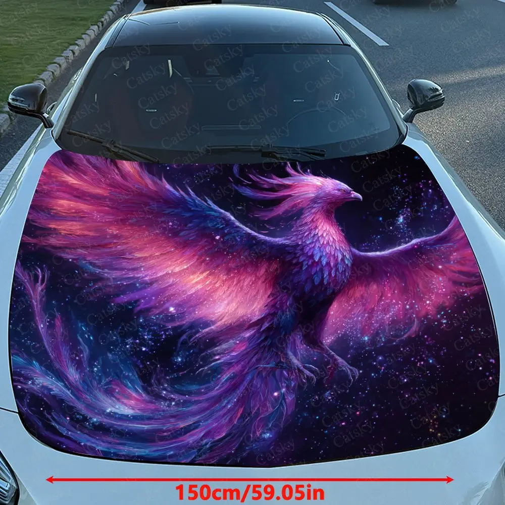 Star Flame Phoenix Car Sticker Paper, PVC Waterproof Engine Hood Sticker, Self-adhesive Scratch Resistant Sticker, Suitable For