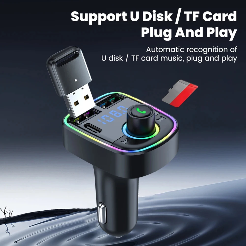 

Зарядное устройство для быстрой зарядки, FM-передатчик, громкая связь, автомобильный радиомодулятор, MP3-плеер, USB-адаптер для быстрой зарядки