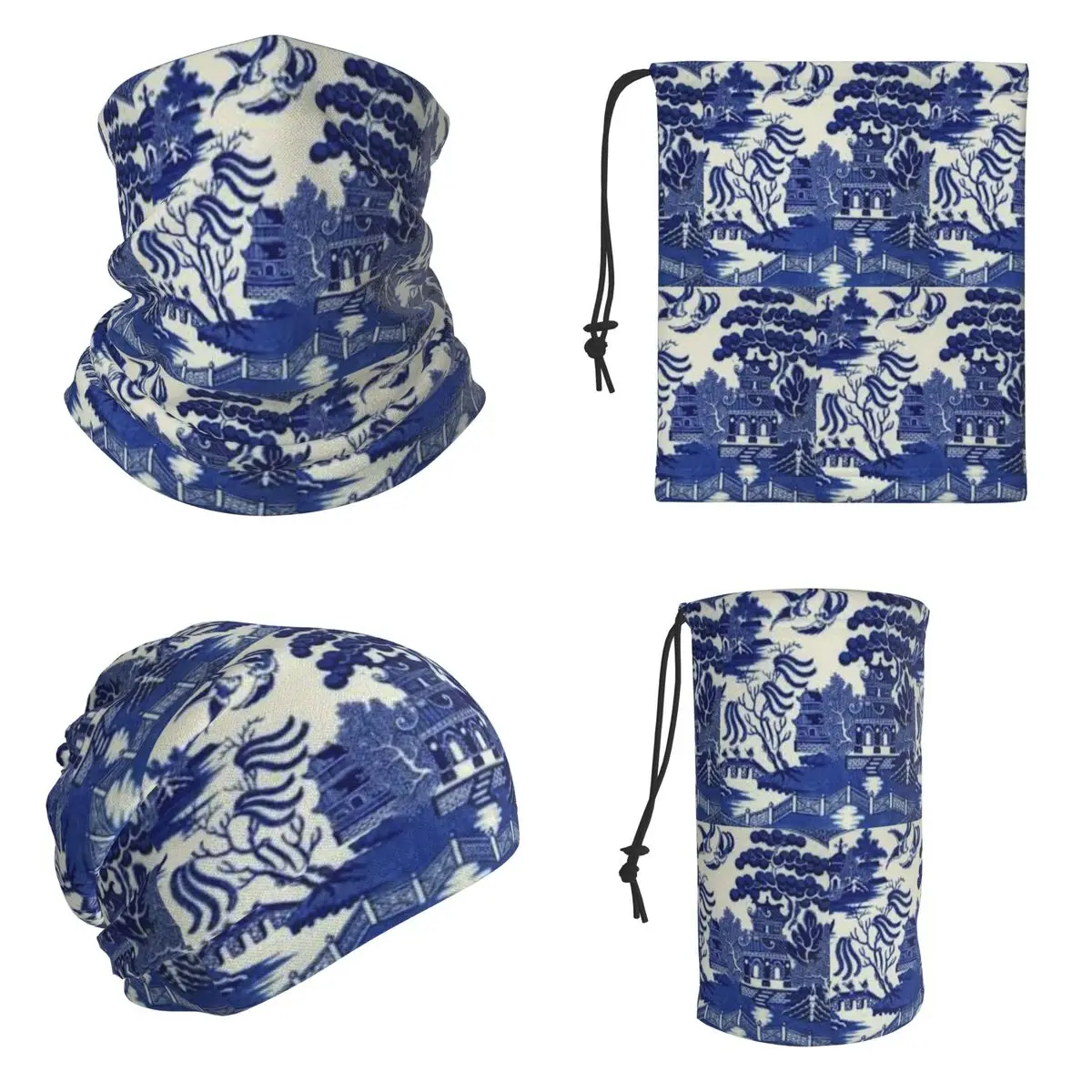 Blue Willow Pattern Coasters Bandana Neck Cover Printed Wrap Scarf Cycling Face Mask For Men Women Adult All Season