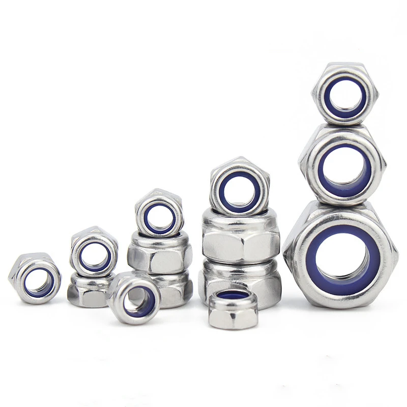 DIN985 M2 M3 M4 M5 M6 M8 M10 M12 M14 M16 M18 M20 M24 M27 M30 304 Stainless Steel Hex Nylon Jum LockNuts Self-locking Lock Nut