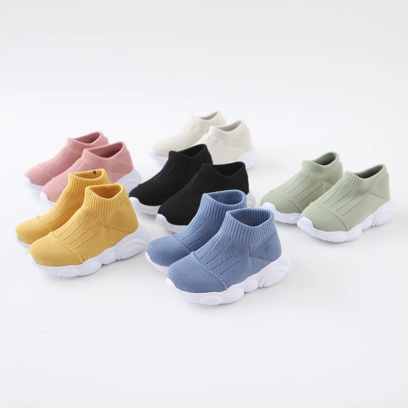 Toddler Slip-on Casual Shoes Spring Autumn 6-24M Boys Girls Baby Soft Bottom Sneakers Kids Cotton Knitted Non-Slip First Walker