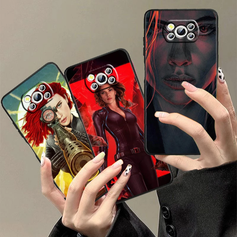 Scarlett Johansson Black Widow For Xiaomi Mi Poco F5 F4 F3 X6 X5 X4 X3 M6 M5 M5S M4 M3 C65 Pro GT NFC 5G Black Cover Phone Case