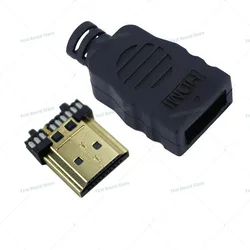 1Set HDMI gold-plated soldered male HDMI terminal connector with plastic casing HDMI solder joint hdmi conector repair kit