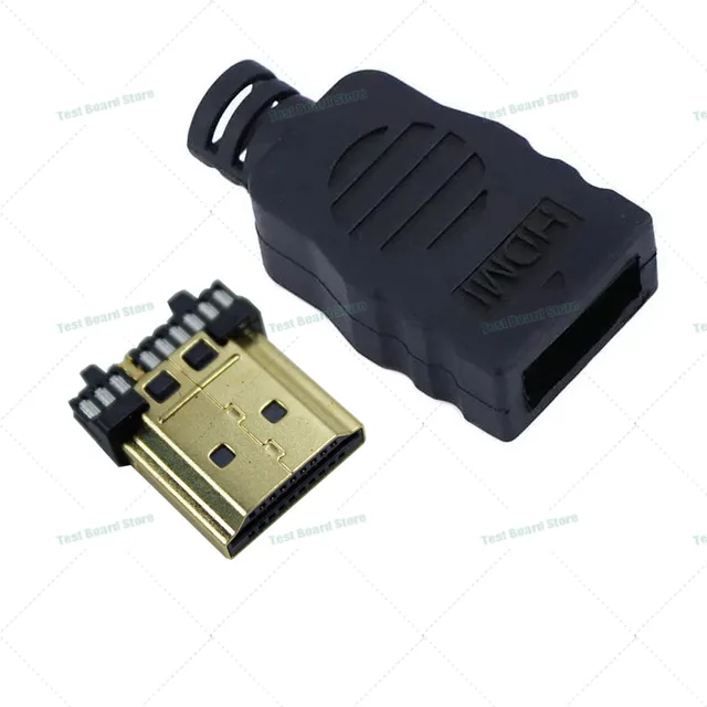 1Zestaw pozłacanych lutowanych męskich złączy terminala HDMI z plastikową obudową Zestaw naprawczy złącza lutowniczego HDMI HDMI