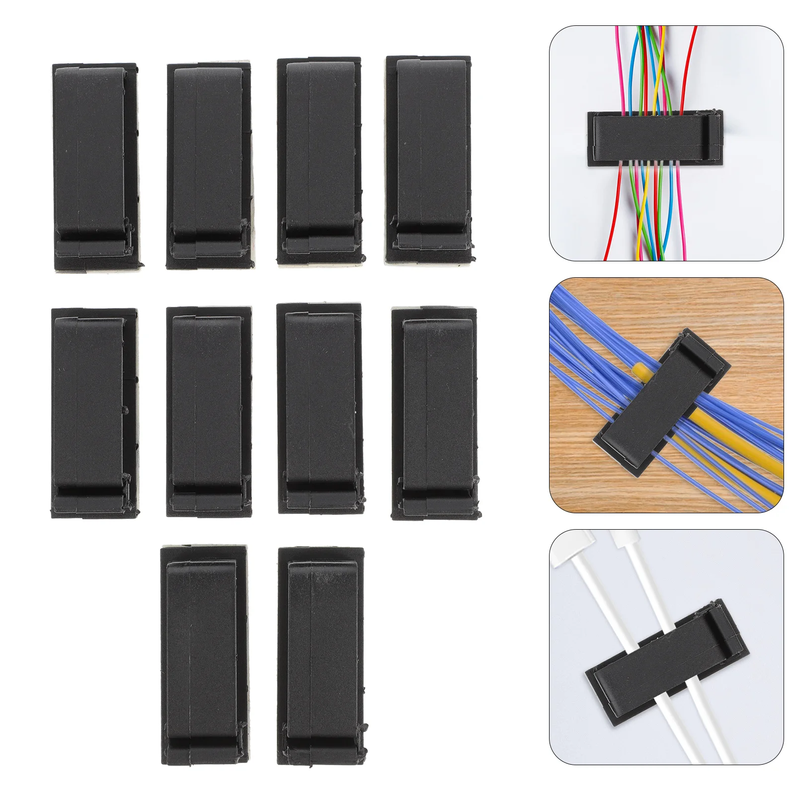 

10 Pcs Wire Home Self-adhesive Cord Clips Cable Holder Rectangular Management Folder Plastic Organizer Tabletop Cables Desktop