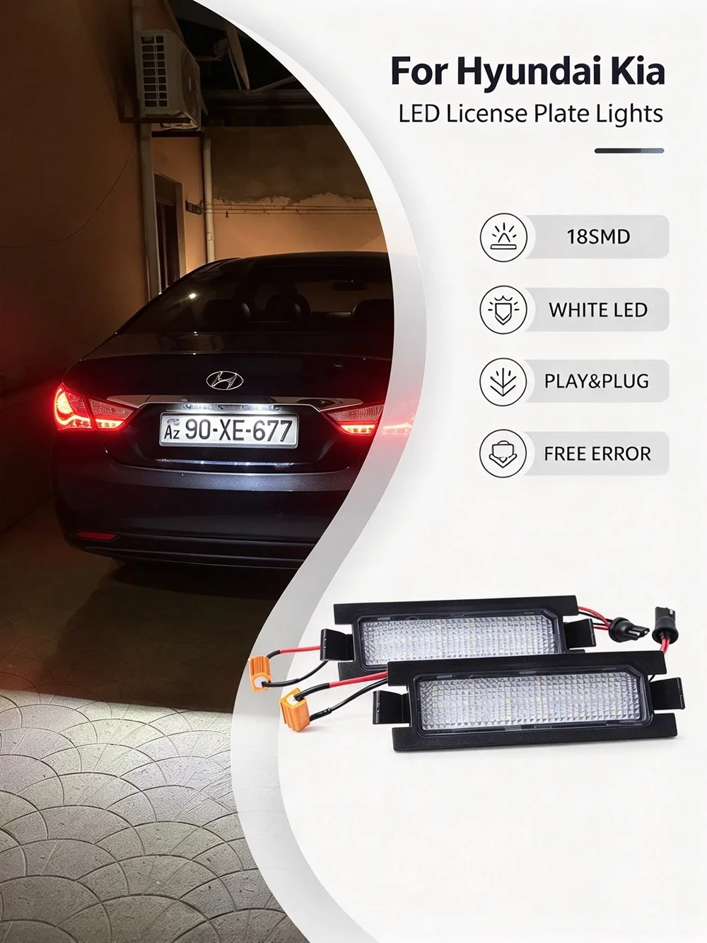 6000K LED Tail License Number Plate Light Free Error For KIA PRO Ceed Ceed MK2 Hyundai Accent Elantra GT Hatchback I30 CW 2pcs