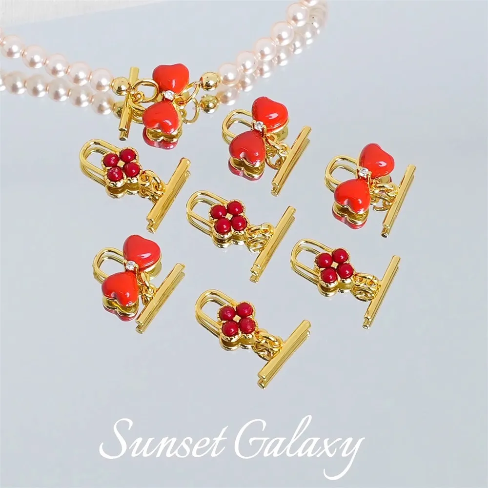 

Позолоченный 18 карат, бант, сохраняющий цвет, застежка OT, концевая застежка, браслет из бисера ручной работы, ожерелье, аксессуары