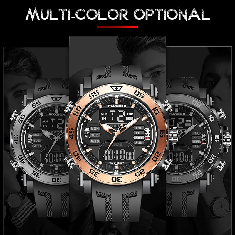 FOXBOX TOP Digital Watches Military Men's watches Fashion male watch Waterproof Sport Clock watches for men clearance products