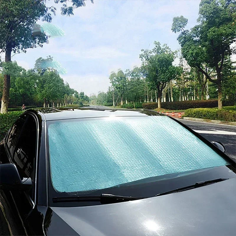 1Pc Thick Aluminum Foil Car Front Windshield Sunshade Heat Insulation Sun Block Curtain Summer Auto Sun Protection Accessory