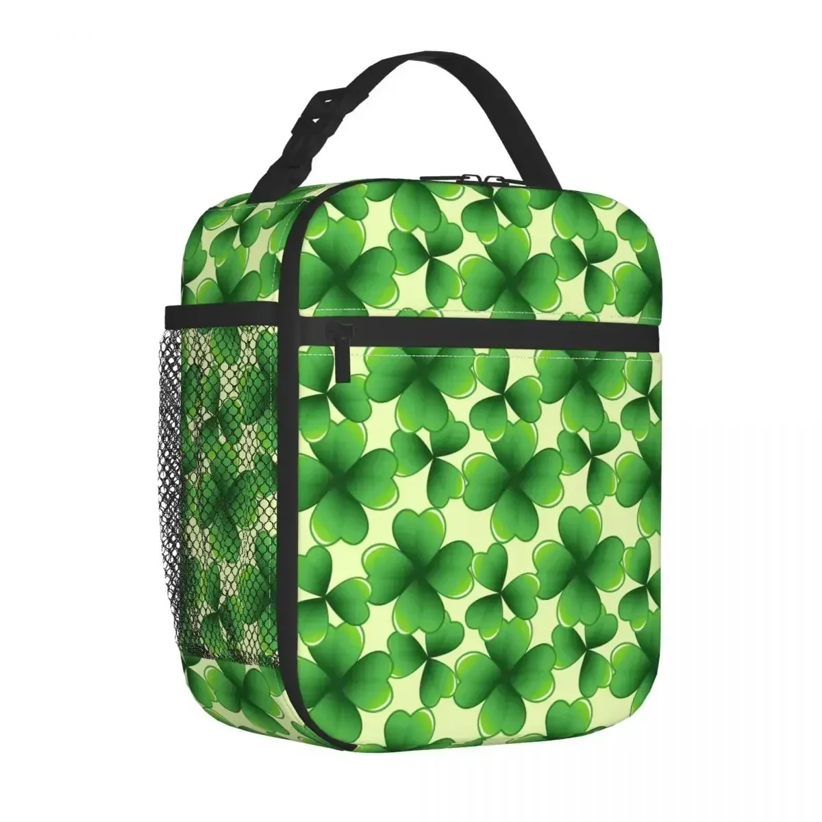 

St. Patricks Day Insulated Lunch Bag Nature Green Four Leaf Clover Leaves Lunch Container Thermal Cooler Lunch Box School