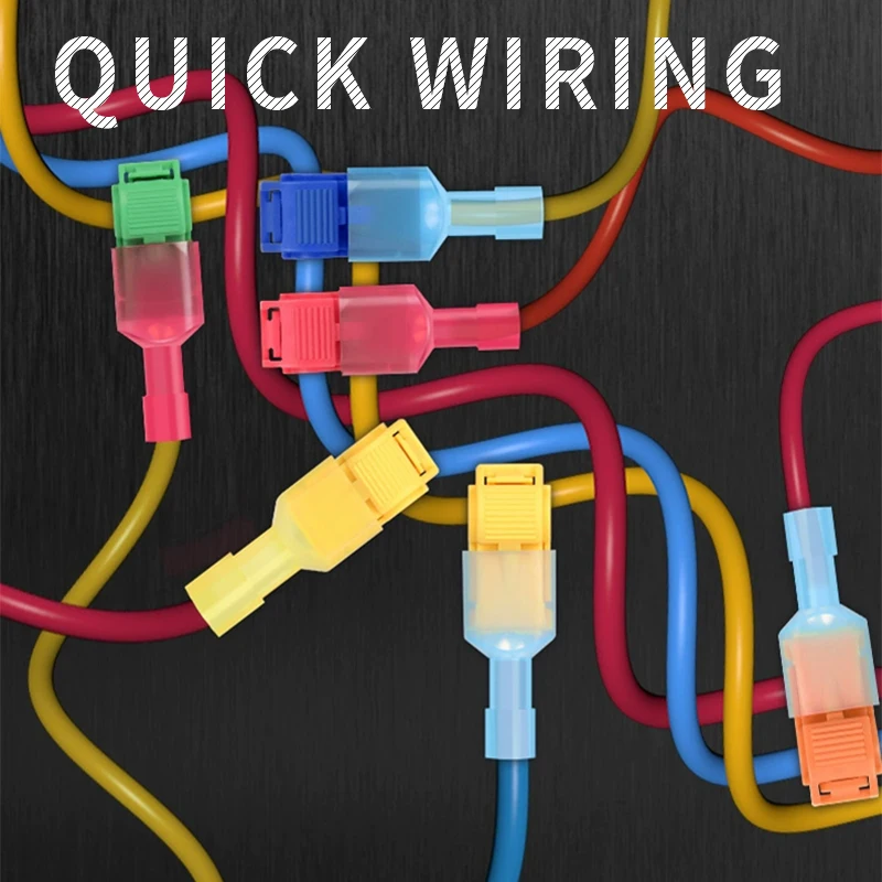 10 30 100Pcs T-Tap Connector Quick Electrical Cable Connector Snap Splice Lock  Waterproof Crimp Wire Terminal blue yellow red